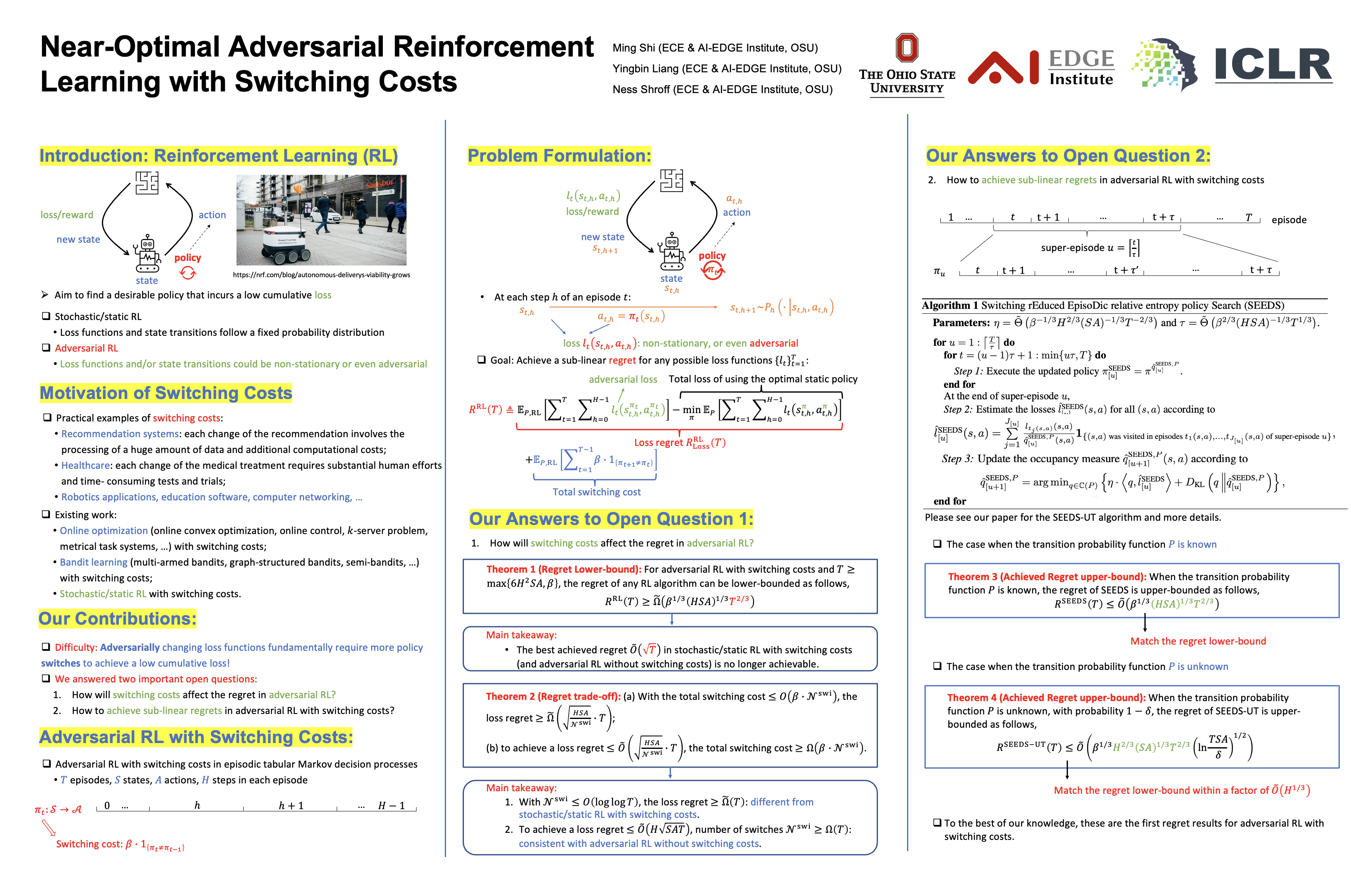 ICLR Poster NearOptimal Adversarial Reinforcement Learning with Switching Costs